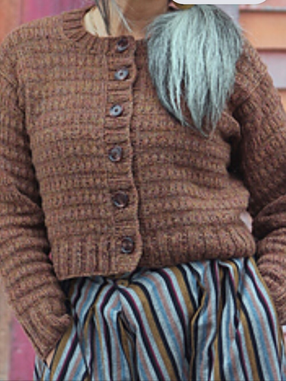Maeve Anthropologie Ribbed Textured Brown Cardigan Size Small